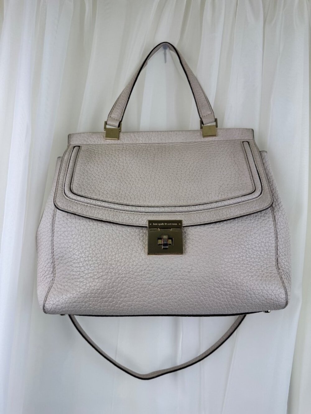 Kate Spade Tallulah Everett Way Cream Leather Top Handle Bag Satchel Crossbody
